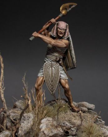 CHM-54007(M). Древнеегипетский пеший воин (Новое Царство), XV-XIII века до н.э. Матерал - белый металл. Chronos Miniatures