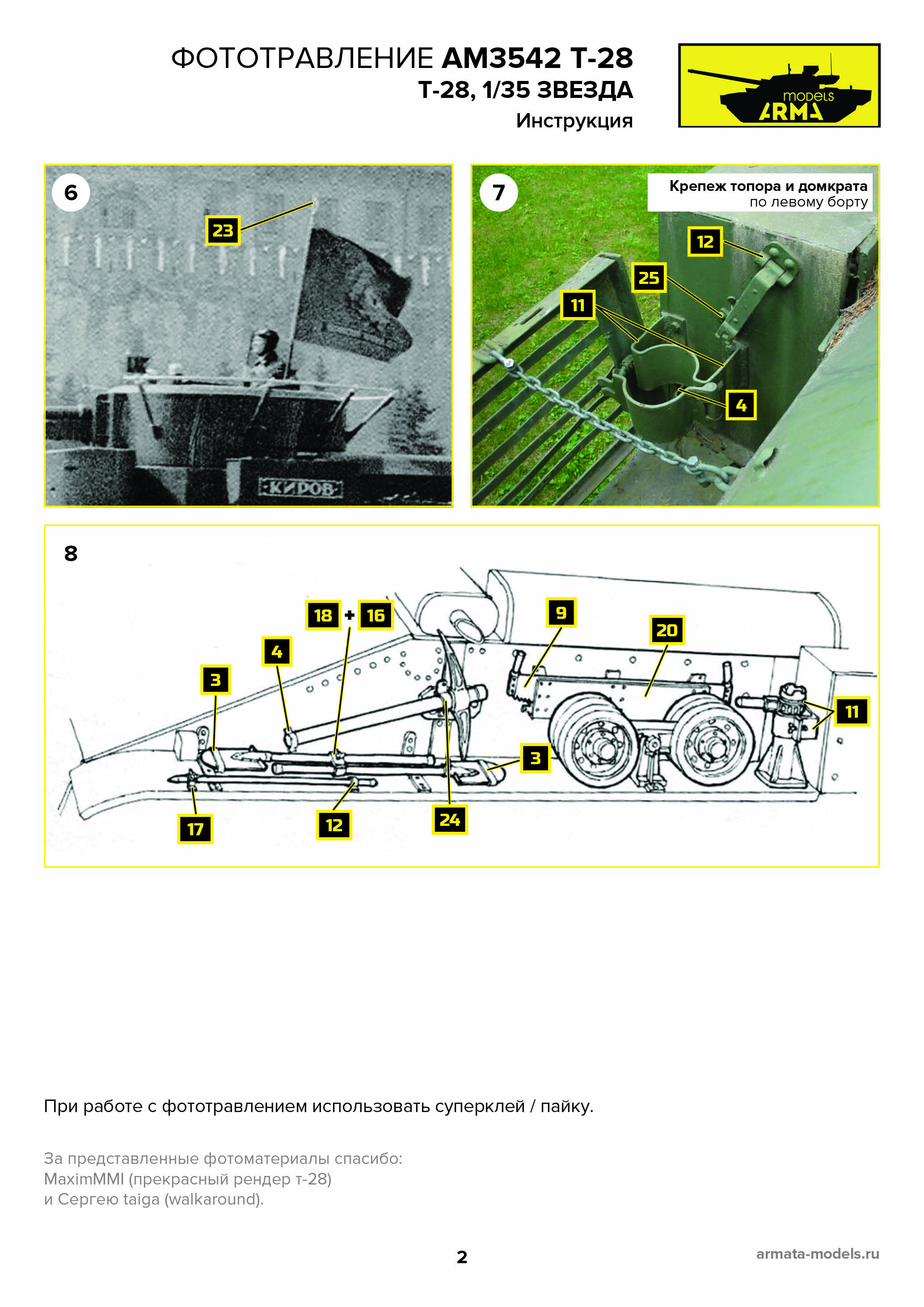 AM3542 комплект фототравления на Т-28 Звезда