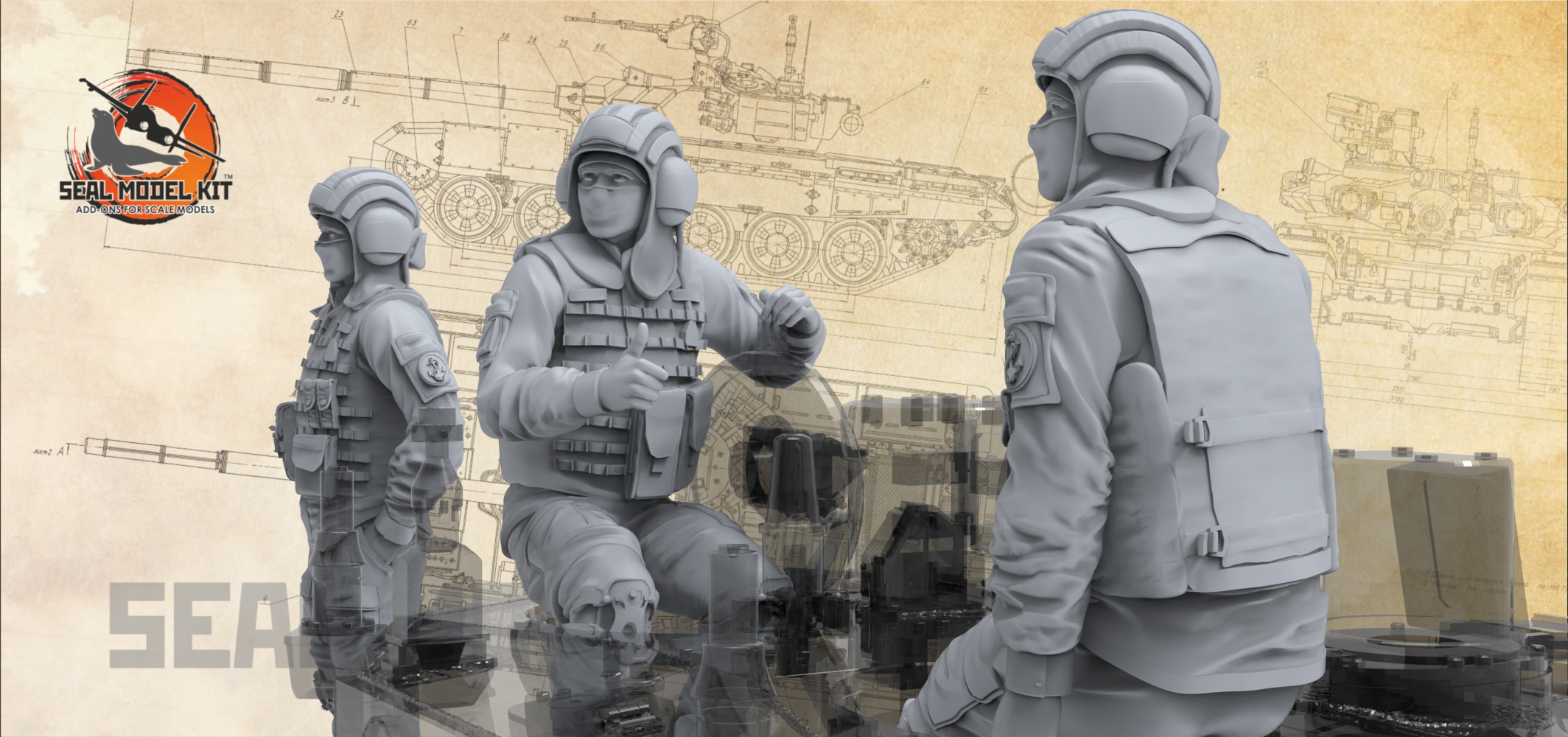 smk35012 танкисты морской пехоты на отдыхе (Не для свободной продажи) Seal Model Kit