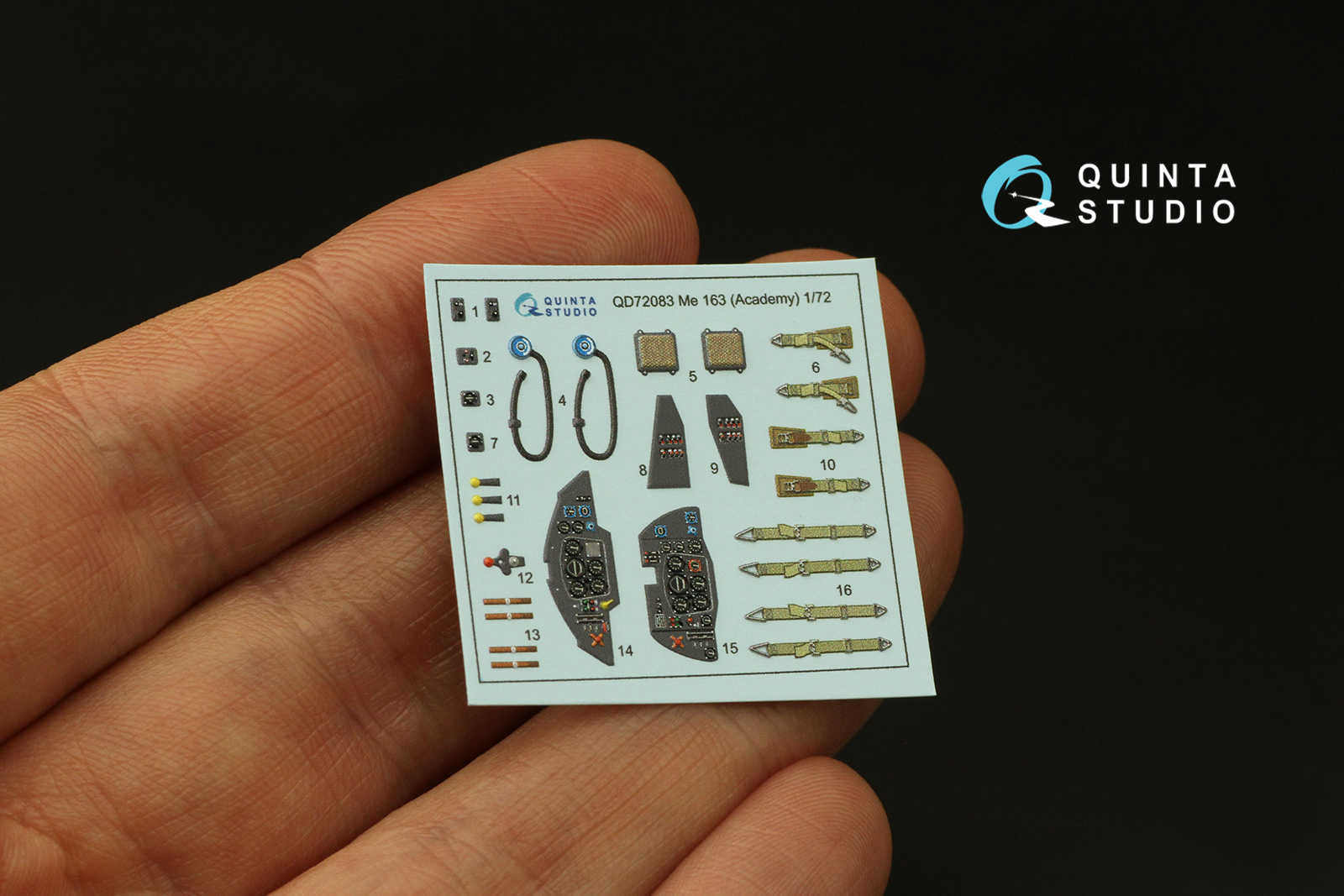 QD72083 3D Декаль интерьера кабины Me 163 (Academy)