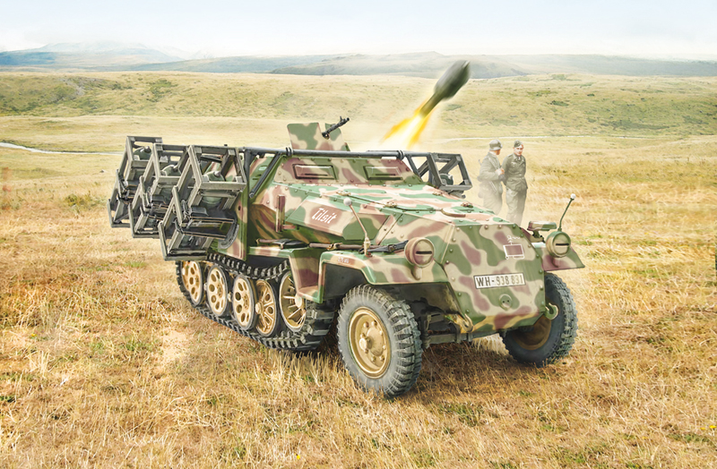 7080ИТ Бронетранспортер Sd. Kfz. 251/1 Wurfrahmen Stuka zu Fuss Italeri