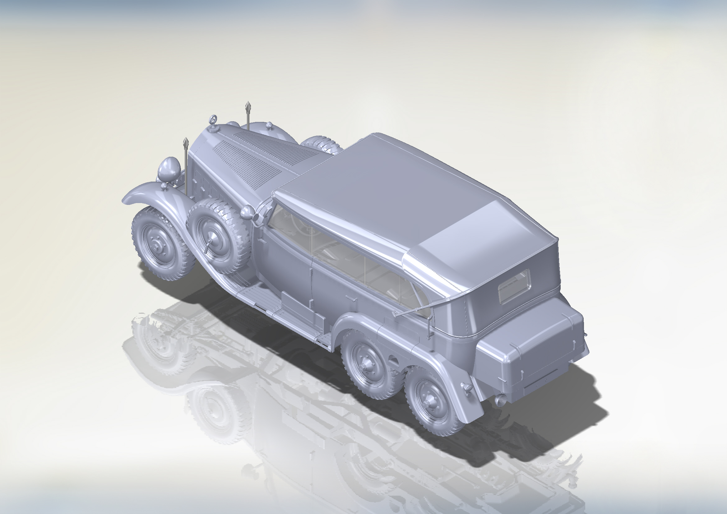 35532 Typ G4 (W31) с раскрытым тентом Германский пассажирский автомобиль II МВ ICM