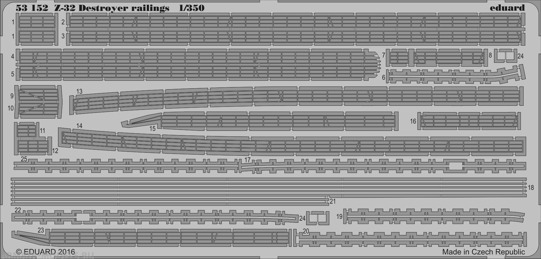 53152ED Комплект фототравления SET 1/350 Z-32 destroyer railings (DRAG)