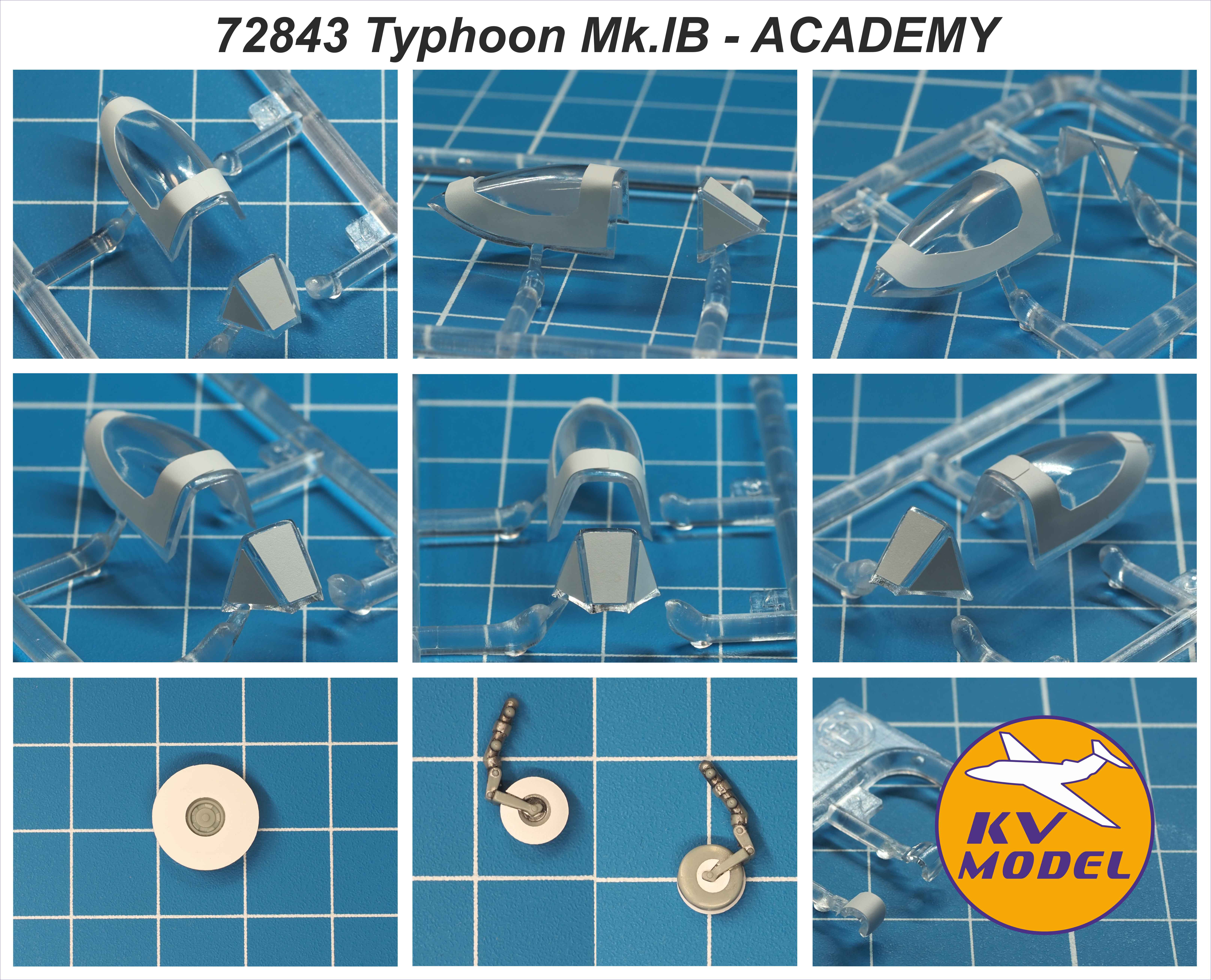 72843KV Окрасочная маска Hawker Typhoon Mk.IB (ACADEMY #1664, #12462)  + маски на диски и колеса