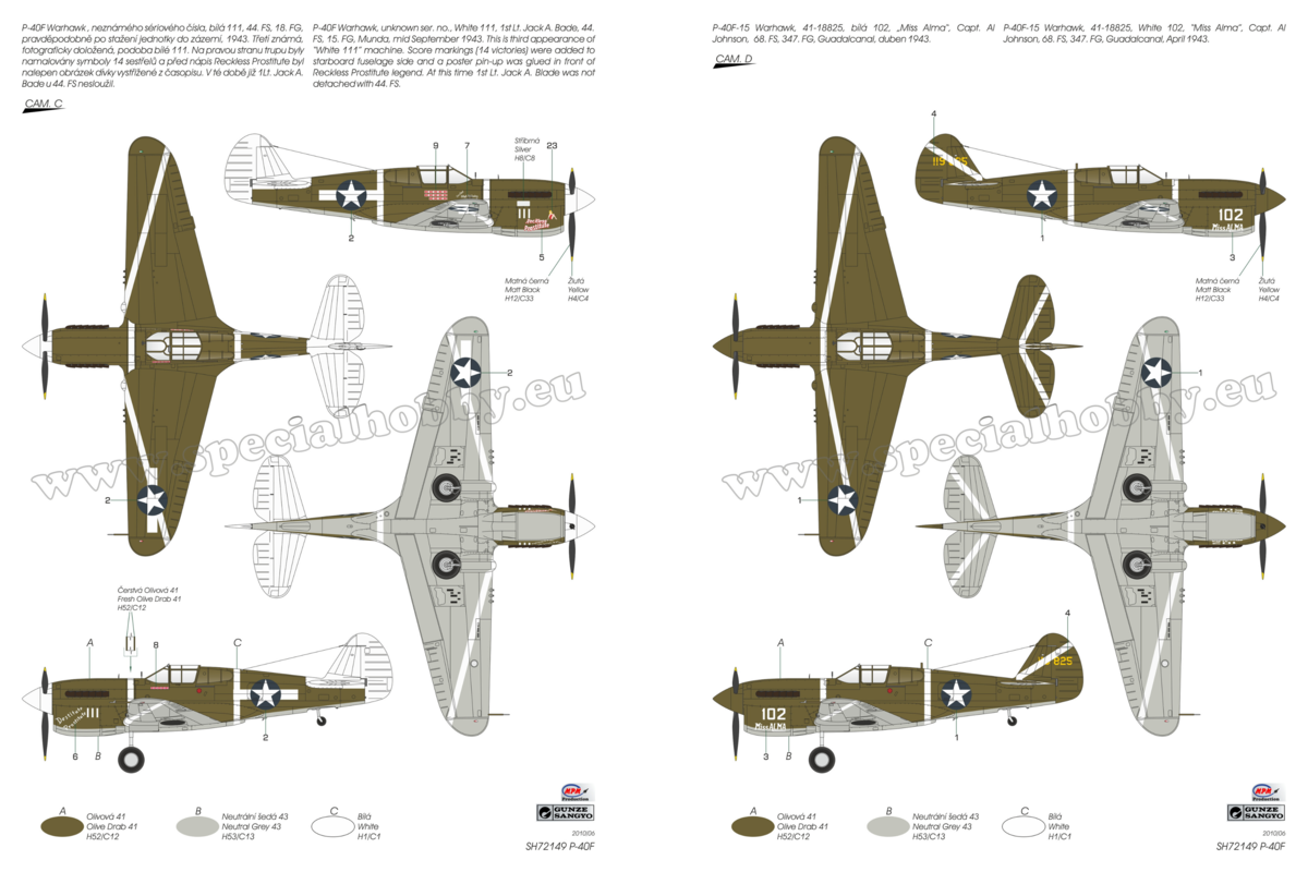 SH72149 P-40F Warhawk Guadalcanal Hawks Special Hobby
