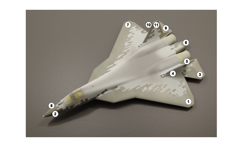 AM72113 Маска окрасочная для Су-57 (Старый) Пиксельный камуфляж Звезда 1/72