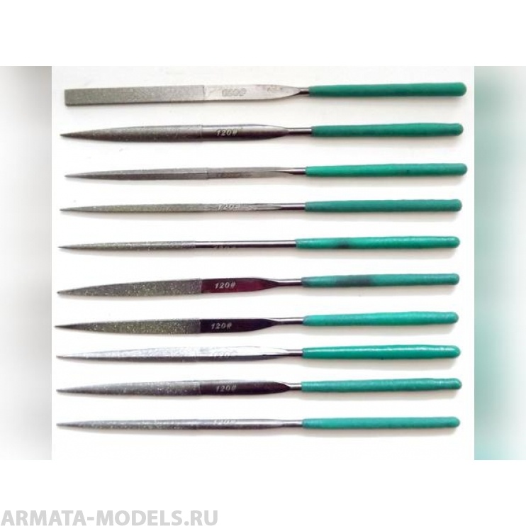 4352 Набор надфилей, алмазные, 10шт., № 120 (3*140)