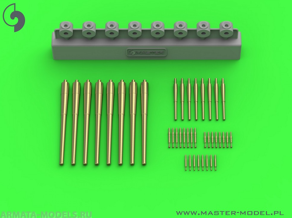 SM-350-109 Стволы для вооружения HMS Cornwall, HMS Kent - 8 дюймов (8 шт.), 4 дюйма (8 шт.), 40 мм POM-POM (16 шт.), Vickers .50cal (8 шт.) (Для комплекта Trumpeter)