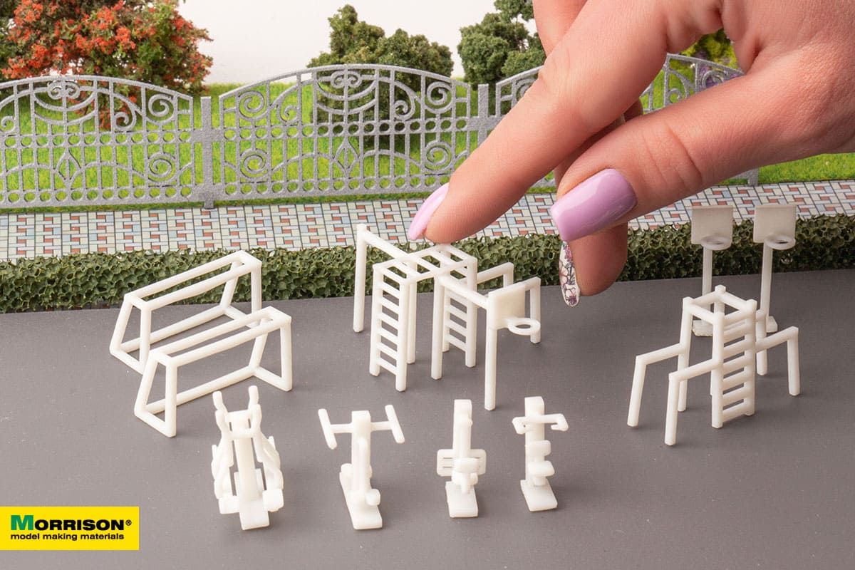 300-spl-100 Спорт. площадка д/арх. макета М1:100. Набор 10 эл. Morrison