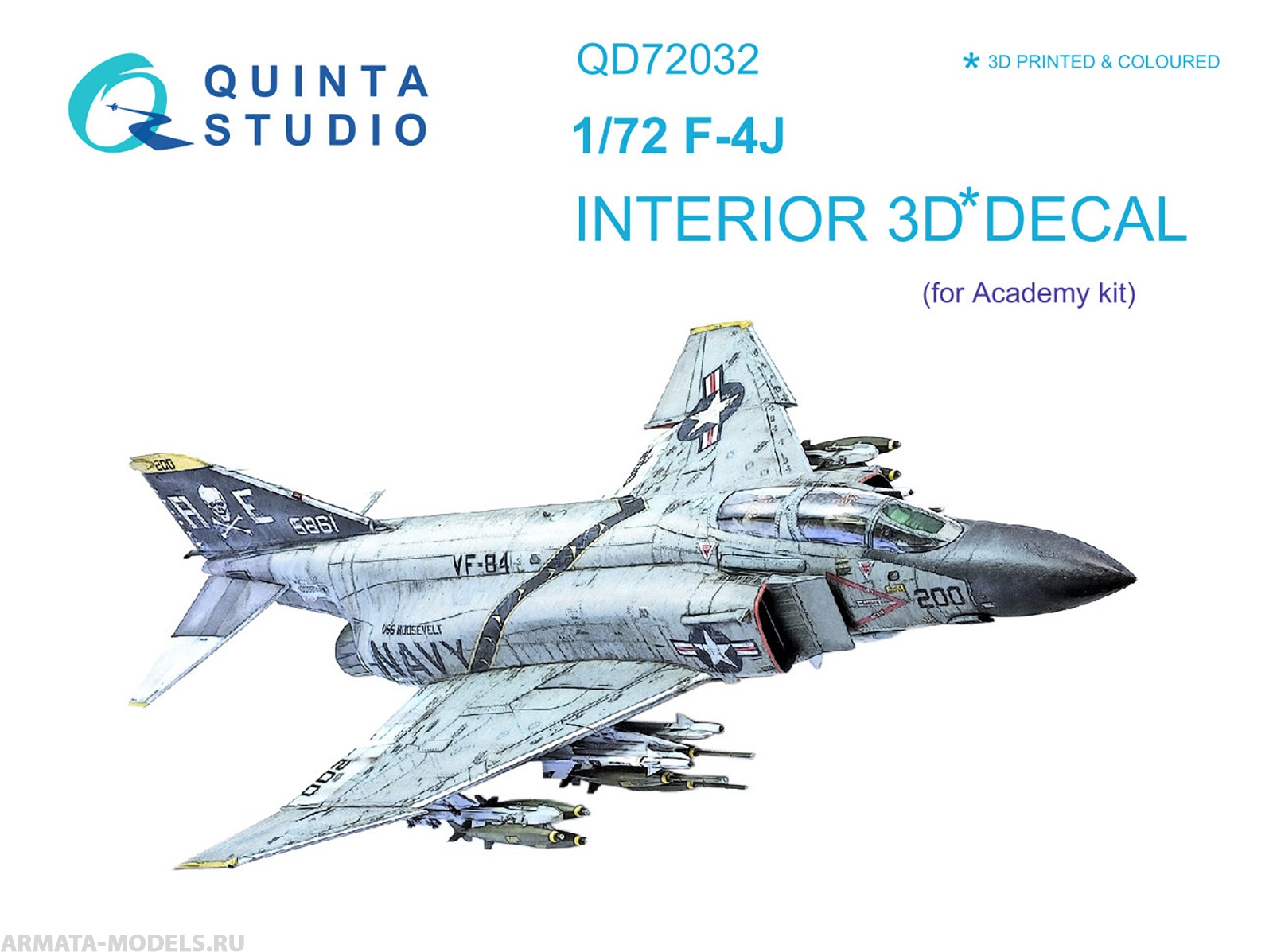 QD72032 3D Декаль интерьера кабины F-4J (для модели Academy)