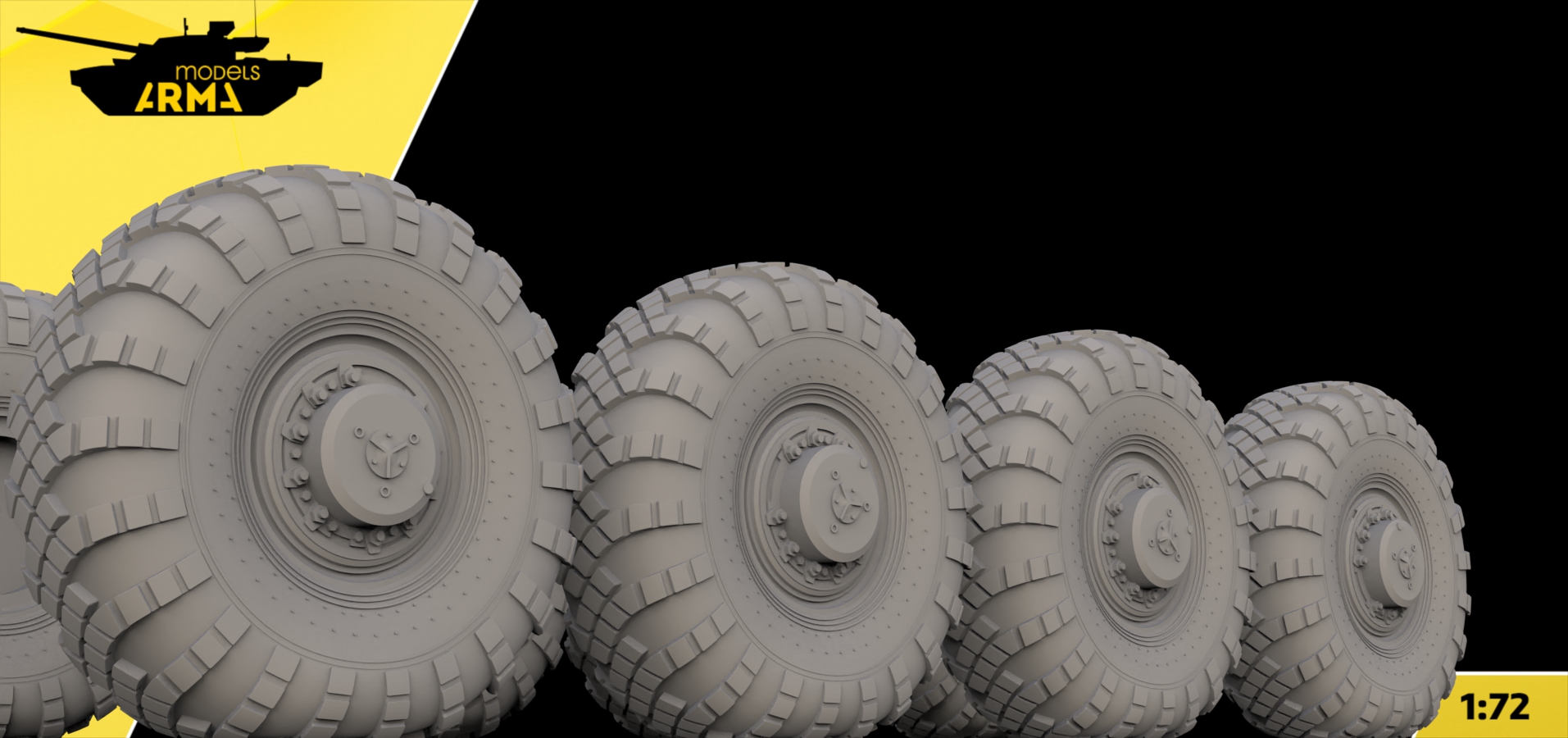 AM72443 Миниатюра Колеса под нагрузкой для КЗКТ Arma Models