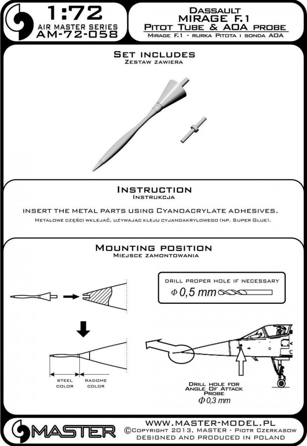 AM-72-058 ПВД и датчик угла атаки для самолета Dassault Mirage F.1