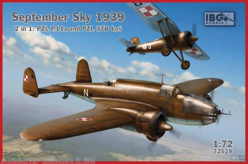 IBG72528 Самолёт September Sky 1939 P.11a i PZL 37B Los (2 w 1) IBG models