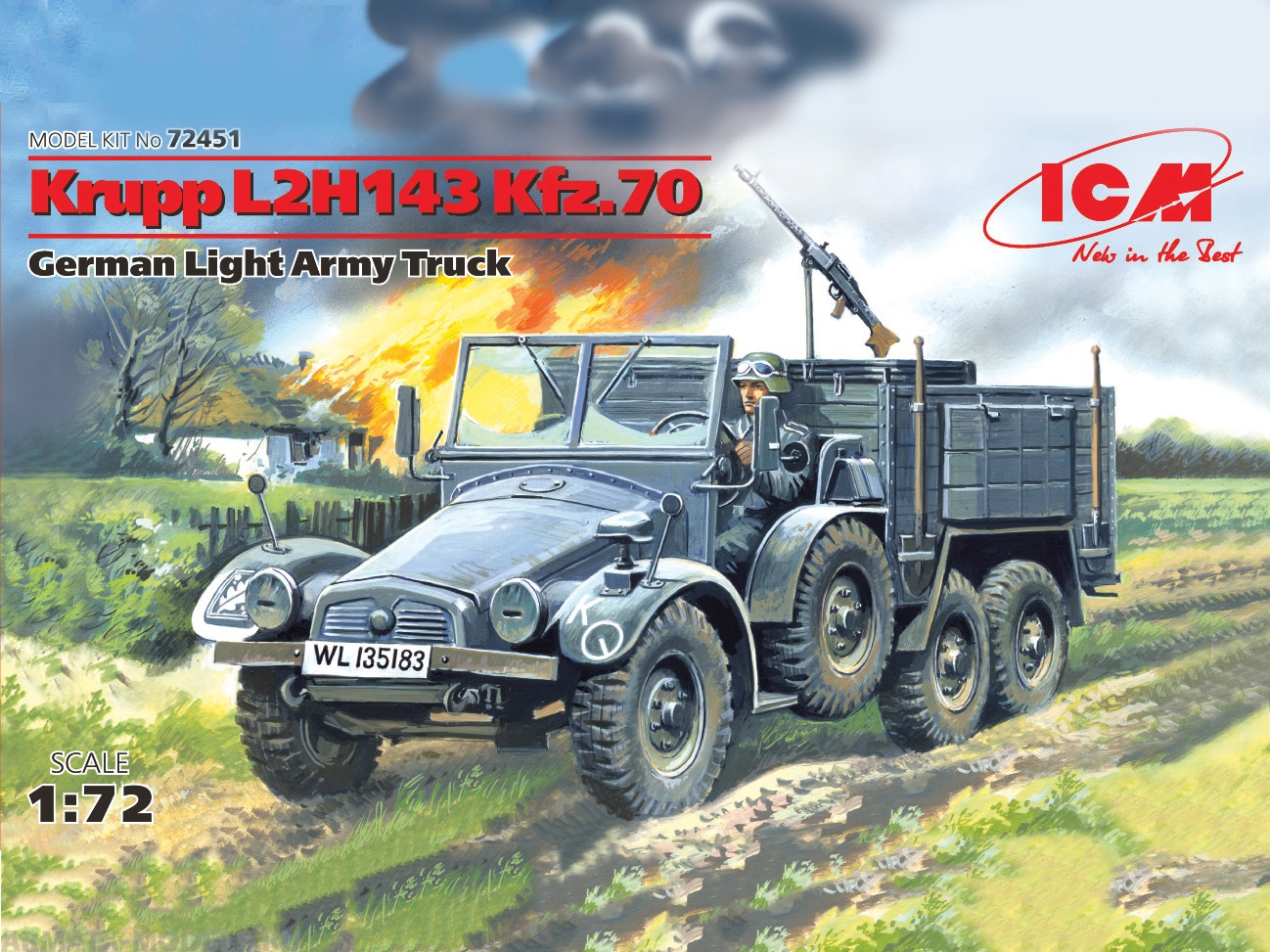 72451 Krupp L2H143 Kfz70, германский легкий грузовой втомобиль ICM