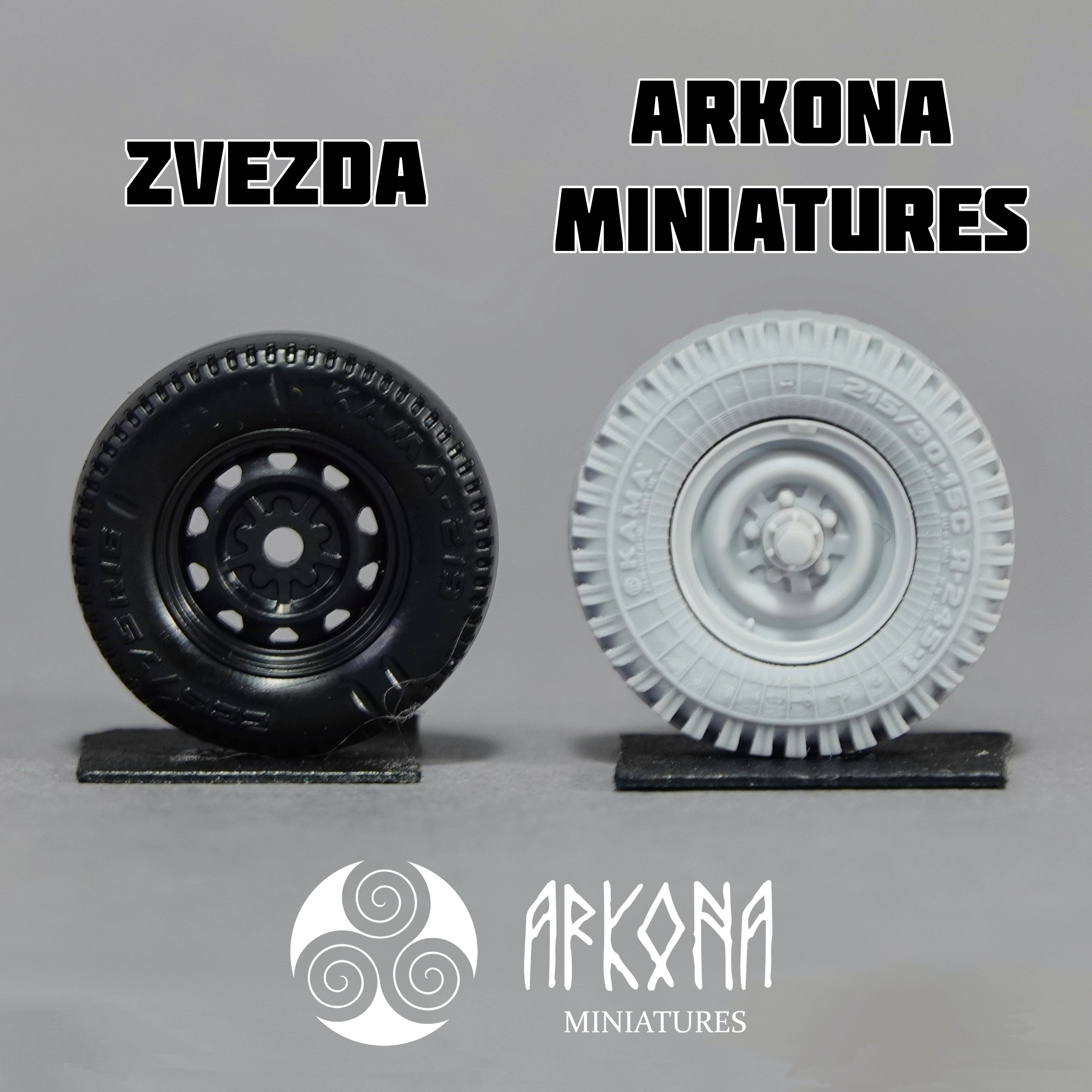 AMB43001 Набор колес под нагрузкой (4+1) Я-245-1 "КАМА" для моделей УАЗ-3909 (Звезда)