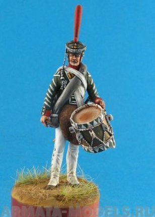 CHM-54018(M). Ротный барабанщик гренадерского полка, Россия 1812-17 гг. 54 мм. Материал - белый металл. Chronos Miniatures