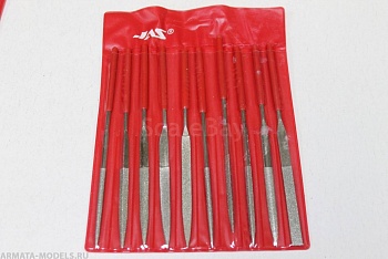 4351J Набор надфилей с ручками, алмазные, 10 шт., чехол