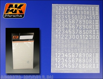 AK110 Декаль  GERMAN NUMBER WHITE 1/35