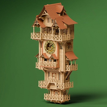7007 часы деревянные "Башня Времени" сборная модель