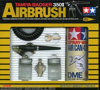 74405T Tamiya-Badger 350 II Airbrush Set (аэрограф с баллоном сжат. воздуха 350мл.и переходником)