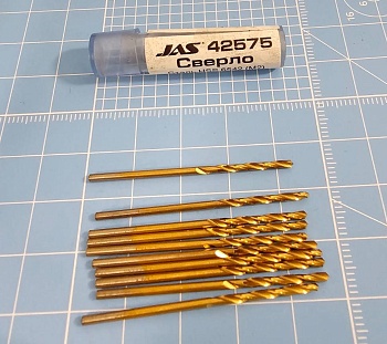 42575J Мини-сверло, HSS 6542 (M2), титановое покрытие, d 1,6 мм, 10 шт.