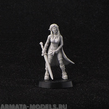 amazon in cloak with sword