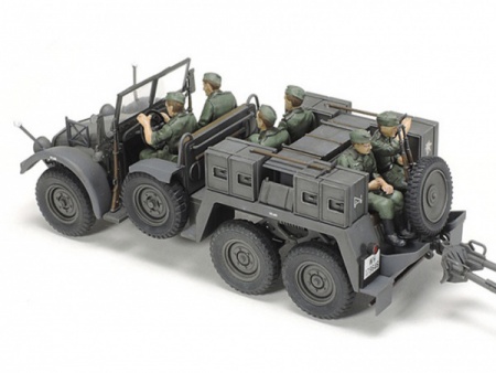 32580T Немецкий 6x4 Towing Truck Kfz.69 - w/3.7cm Pak с шестью фигурами и 3,7 см пушкой Tamiya