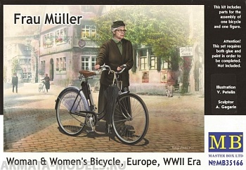 Набор фигурок MB35166 Фрау Мюллер. Женщина и женский велосипед, Европа, период Второй мировой войны