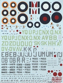 AD7255 Декаль на Spitfire Mk.II, V, IX version