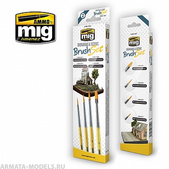 AMIG7601 Ammo Mig Набор кистей DIORAMAS & SCENIC BRUSH SET